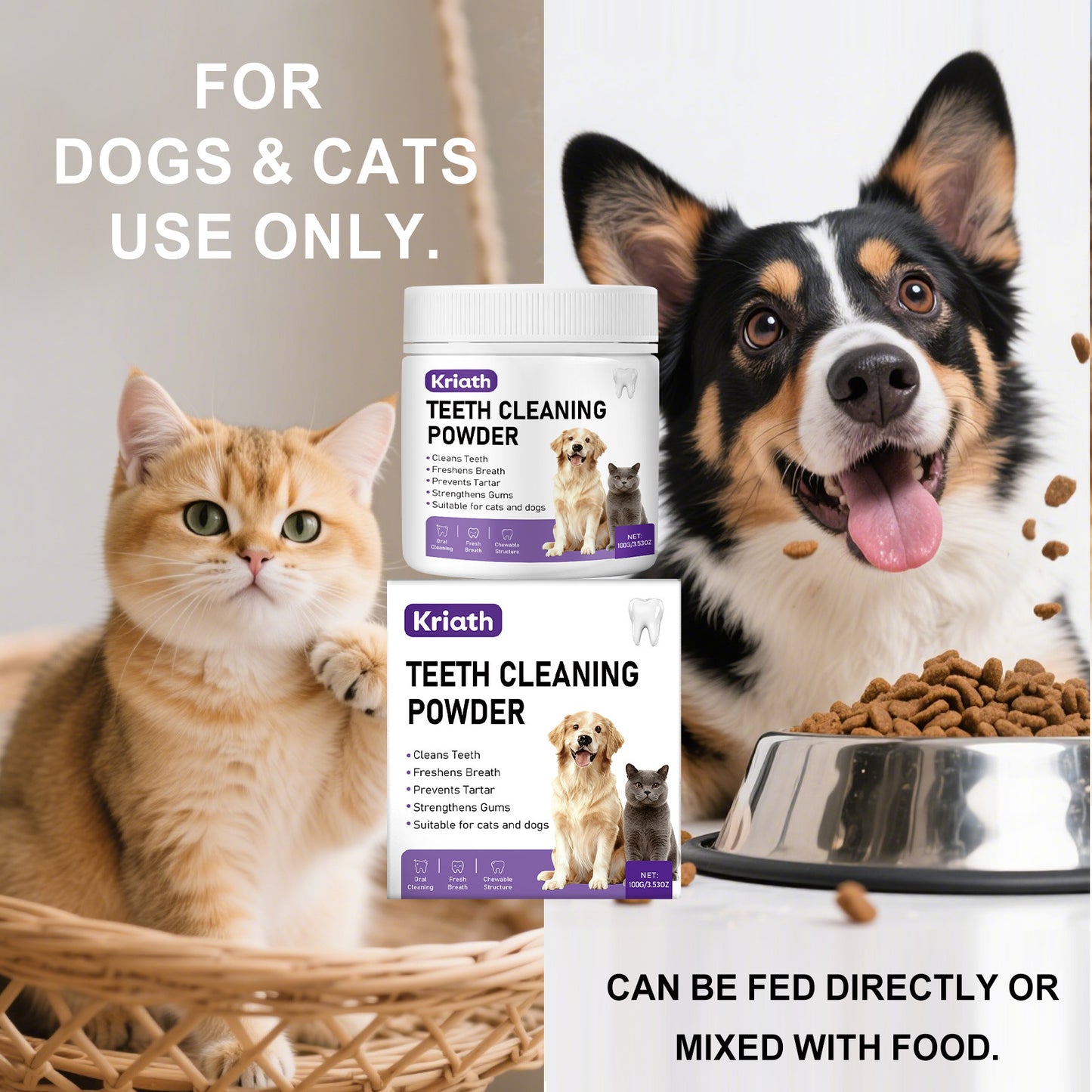 Pet Dental Cleaning Powder for Cats and Dogs