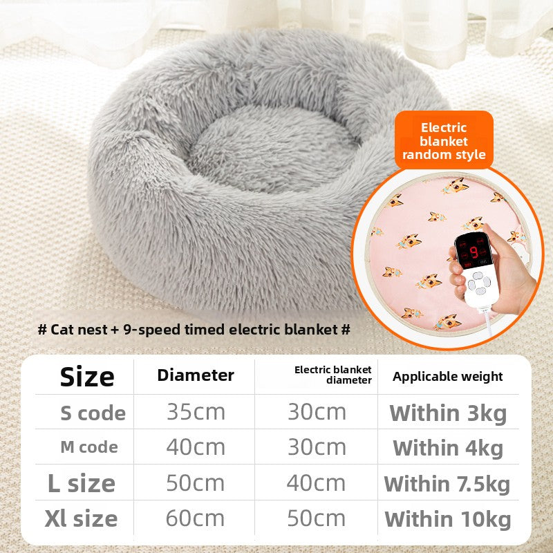 Heated Cat Bed with Adjustable Temperature and Washable Cover