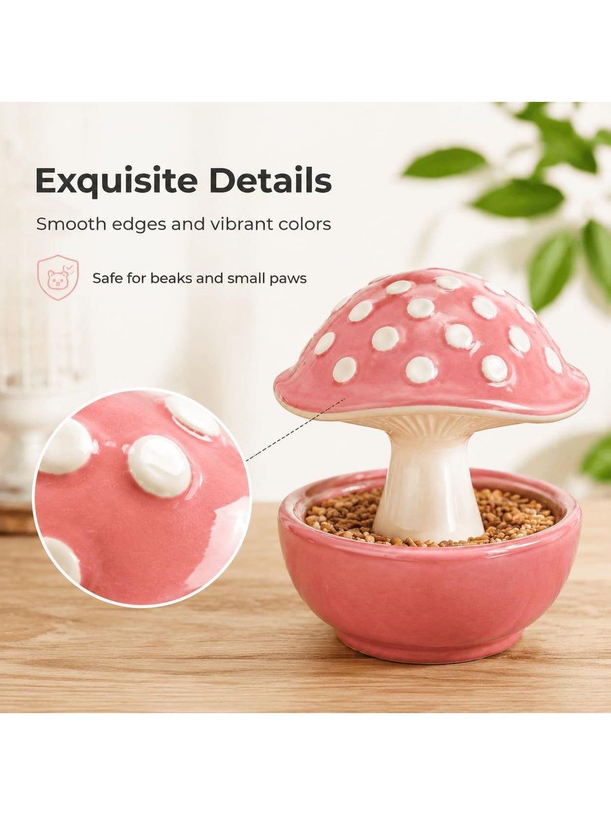 Ceramic Mushroom Bird Feeder