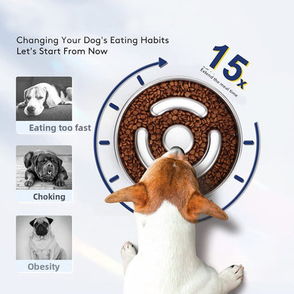 Slow Feeder Pet Bowl Stainless Steel