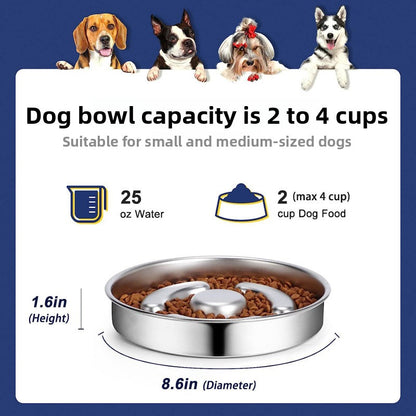 Slow Feeder Pet Bowl Stainless Steel