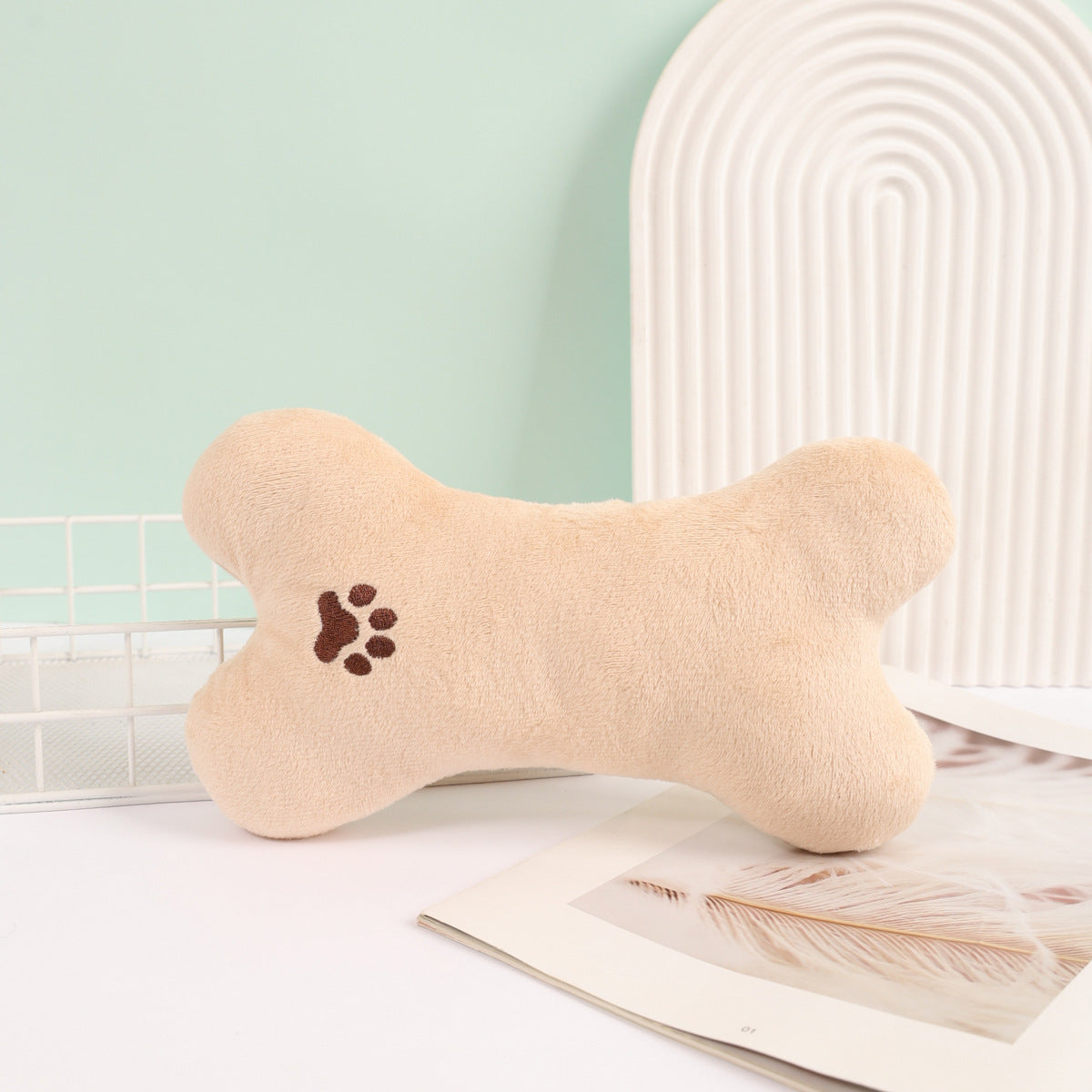 Durable Plush Bone Toy for Cats and Dogs
