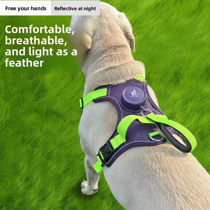 Automatic Retractable Dog Harness Vest with Reflective Strips