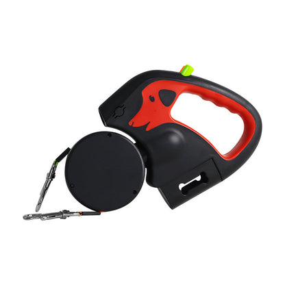 Automatic Retractable Dual Dog Leash with Light