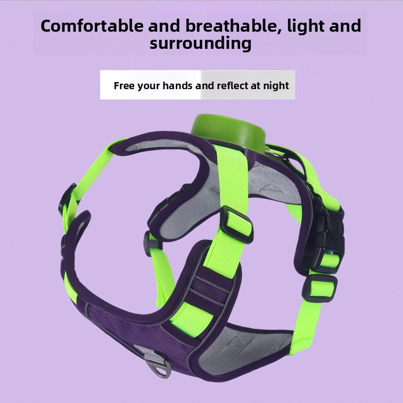 Automatic Retractable Dog Harness Vest with Reflective Strips