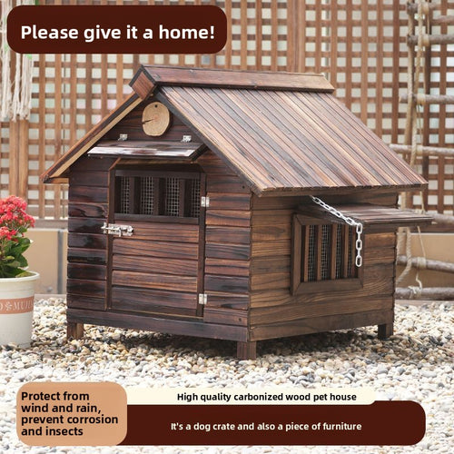 Outdoor Wooden Dog House Waterproof Kennel