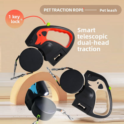 Automatic Retractable Dual Dog Leash with Light