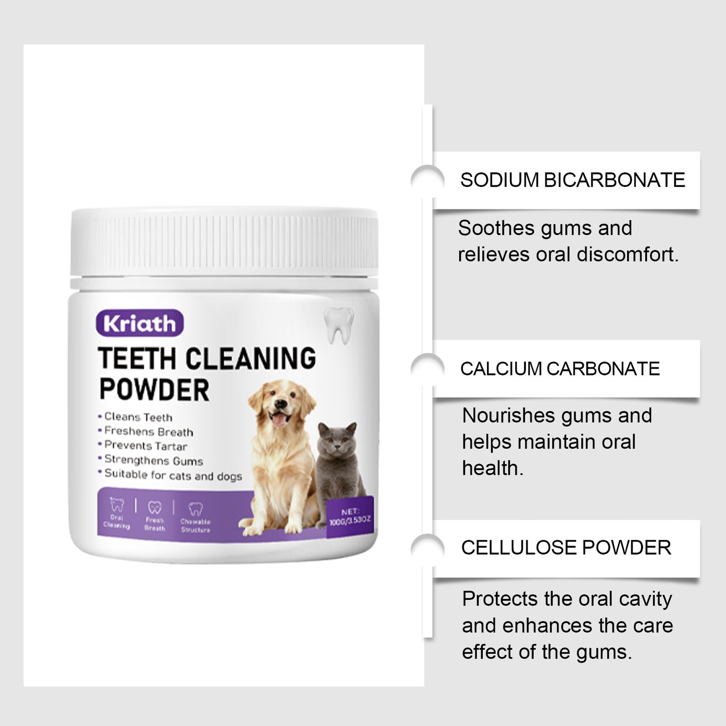 Pet Dental Cleaning Powder for Cats and Dogs
