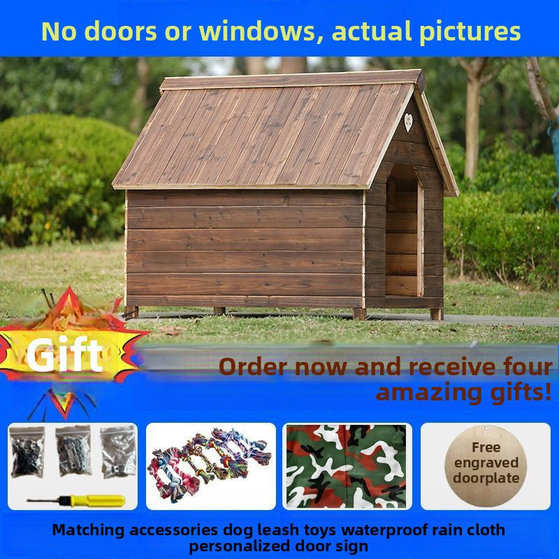 Outdoor Wooden Dog House Waterproof Kennel