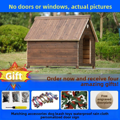 Outdoor Wooden Dog House Waterproof Kennel