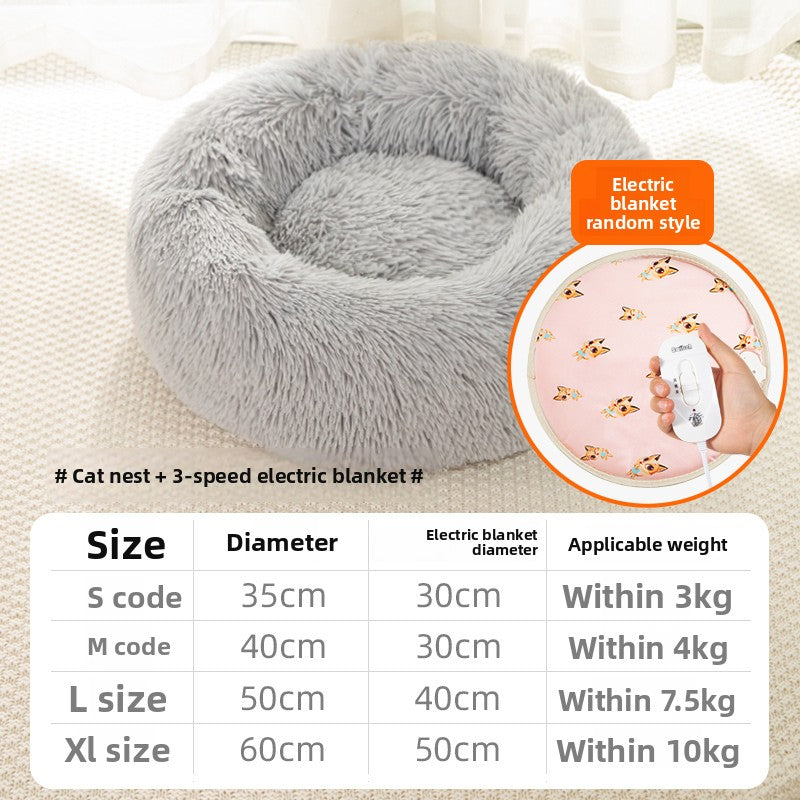 Heated Cat Bed with Adjustable Temperature and Washable Cover