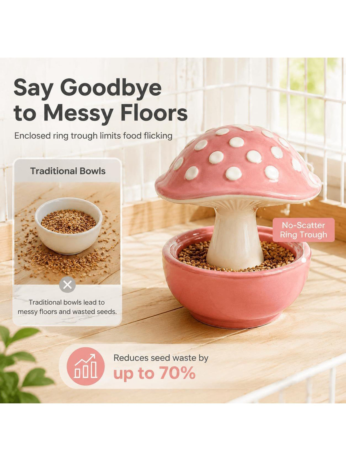 Ceramic Mushroom Bird Feeder